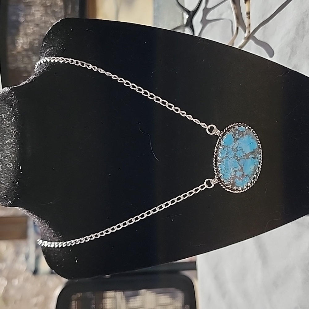 Tebitan turquoise,sterling silver necklace